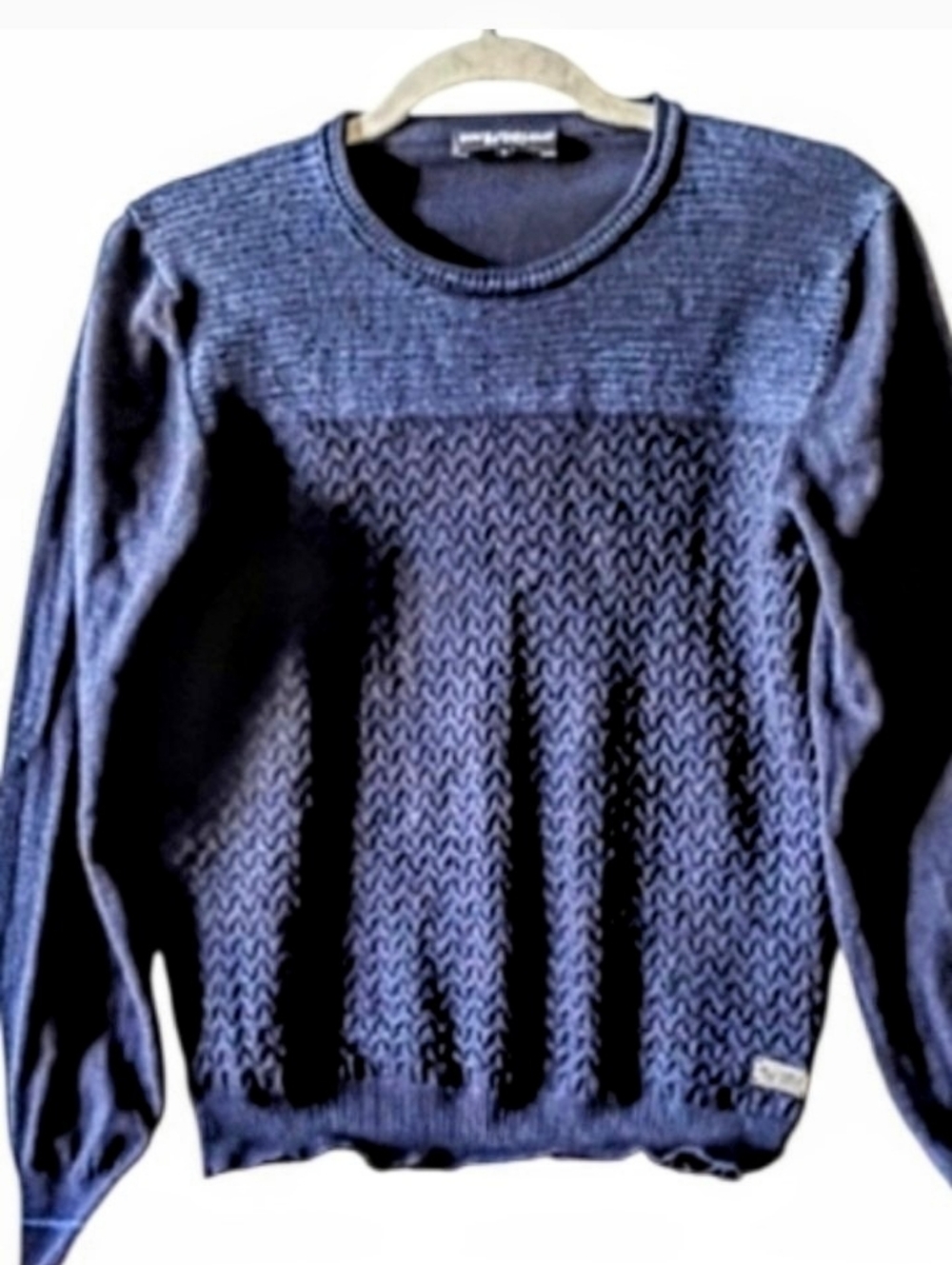 D&G Men's Navy Textured Knit Sweater sz L
